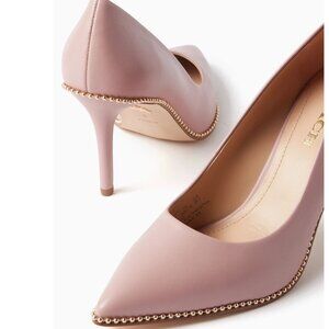 Coach Waverly Beadchain Studded Leather Pumps Light Rose Pink Size 5.5